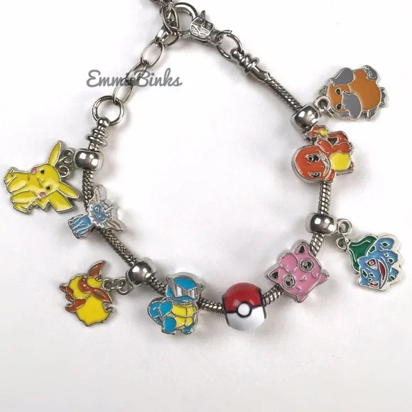 ✨3for$38 New 9 Charm Pokémon Character Silver Enamel Charm Bracelet ~ Pokémon - Picture 12 of 14